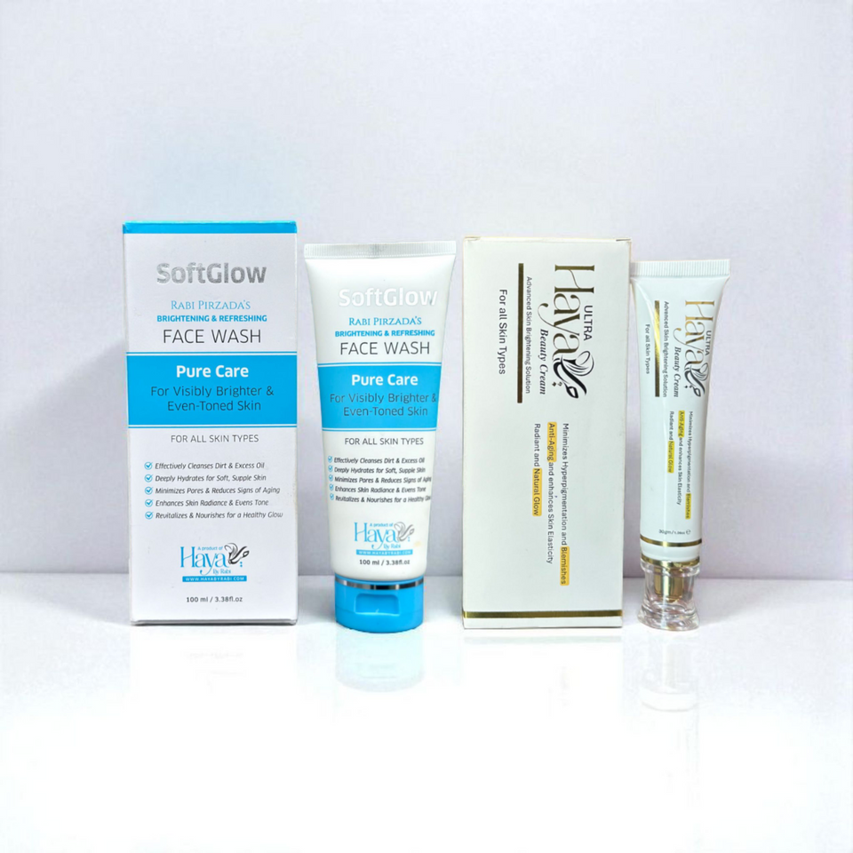 SoftGlow Face Wash + Haya Beauty Cream (Ultra) Bundle - Complete Skincare Duo
