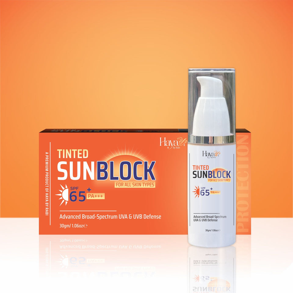 Tinted Sunblock SPF 65+ – Advanced Broad-Spectrum UVA & UVB Defense | Haya by Rabi